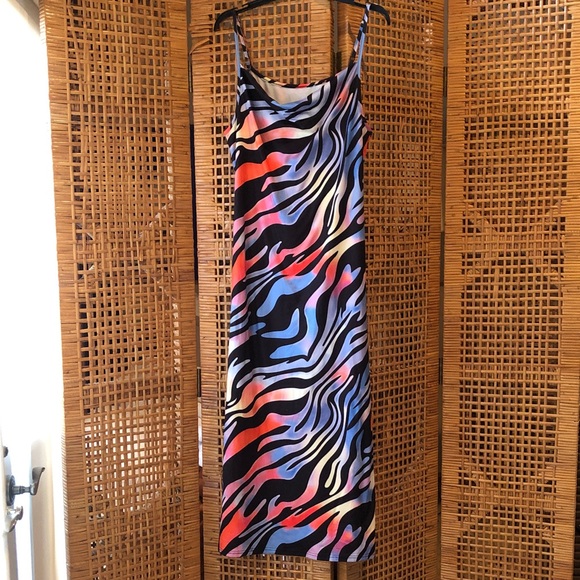 SHEIN Dresses & Skirts - NWOT Colorful Zebra Print Casual Stretch Maxi Bodycon Dress, Size 1XL
